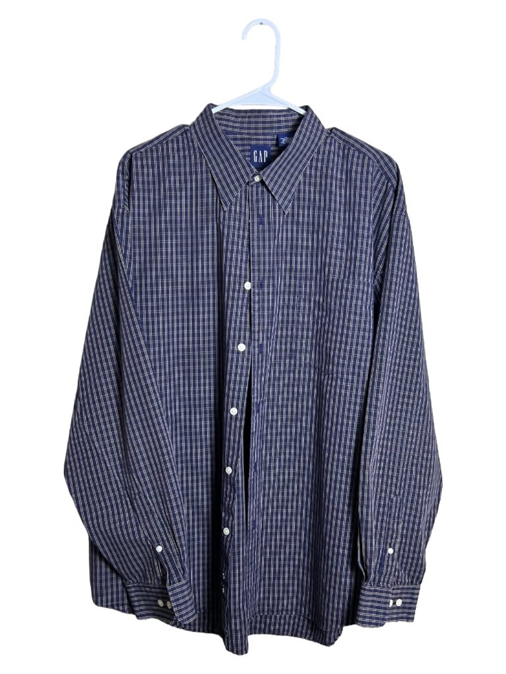 Vintage Gap Plaid Button Down Shirt Blue 90s XL‎ Minimalist